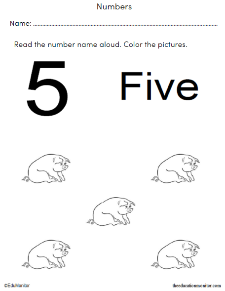 Numbers Math Worksheets for Kindergarten