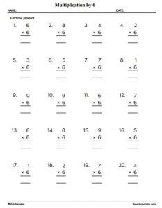 Multiplication by Six Worksheet - Grade 3 - EduMonitor | Science, Math ...