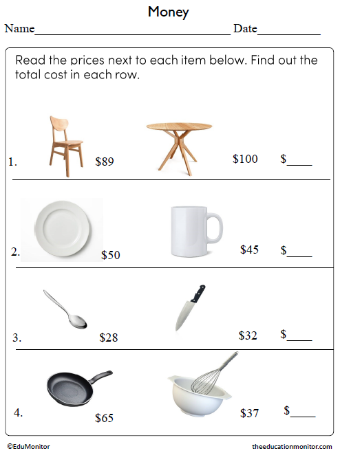 Money Math Worksheets for 2nd Grade