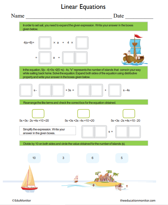 8th Grade Linear Equations Worksheets