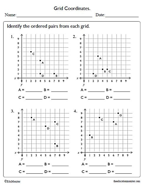 The Coordinate System and Ordered Pairs Worksheet for Grade 5 - EduMonitor