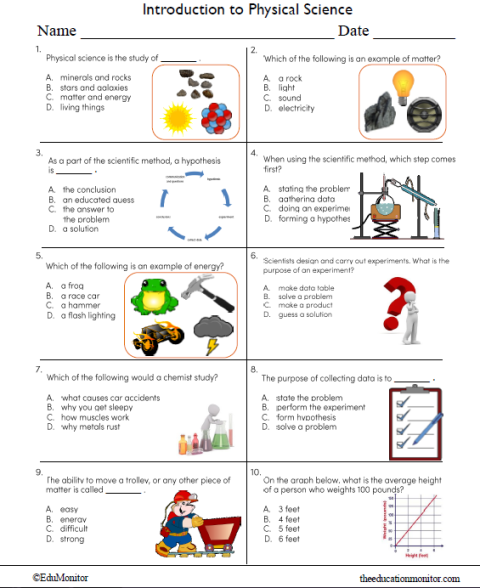 Introduction to Physical Science Worksheet for Grade 8 - EduMonitor ...