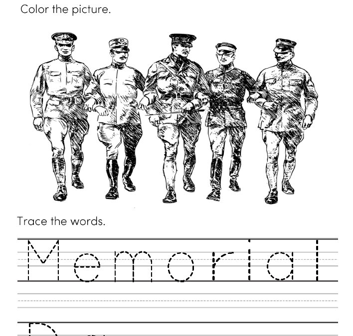 Memorial Day Holiday Worksheets
