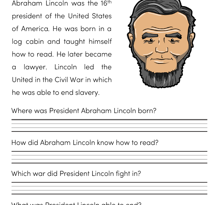 President Abraham Lincoln Reading Comprehension Language Arts Worksheets