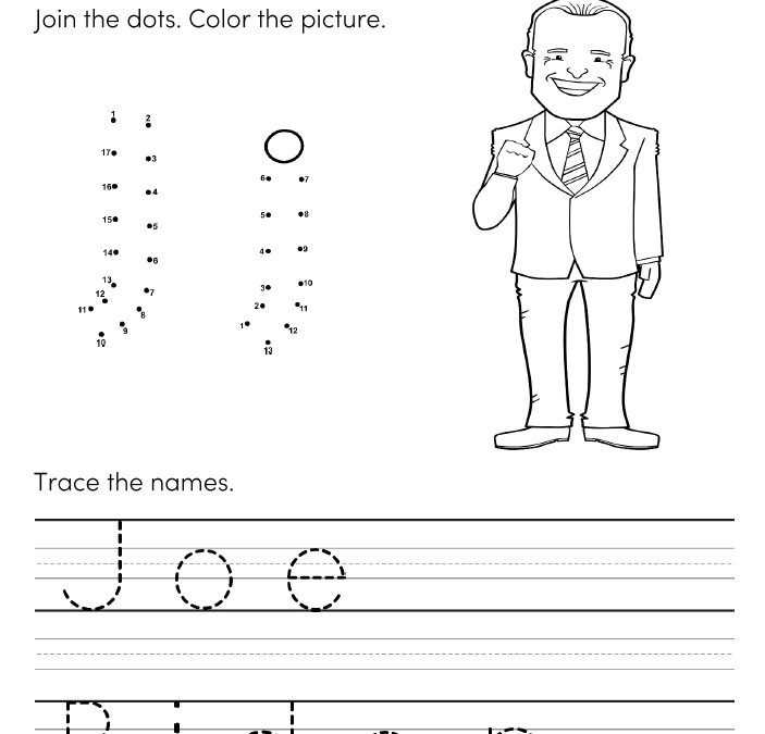 President Joe Biden Coloring and Tracing Worksheets