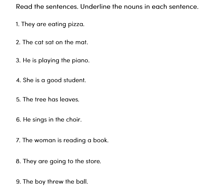 Identifying Nouns Language Arts Worksheets