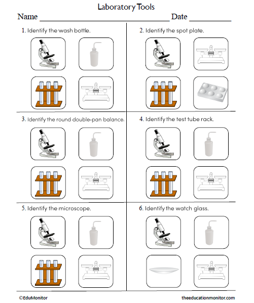 Laboratory Tools Science Worksheet for Sixth Grade