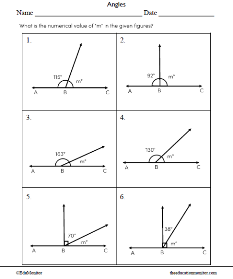 Angles Math Worksheet for Grade 8 - EduMonitor