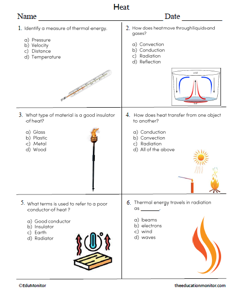 Heat Science Worksheet for Grade 6 - EduMonitor | Science, Math ...