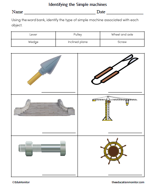 Identifying The Simple Machines Science Worksheet For Grade 6 - Edumonitor