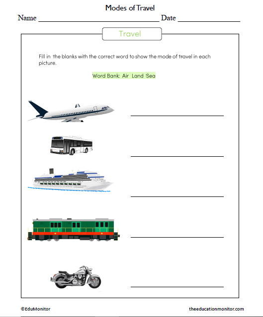 Modes of Travel Science Worksheet - EduMonitor | Science, Math ...