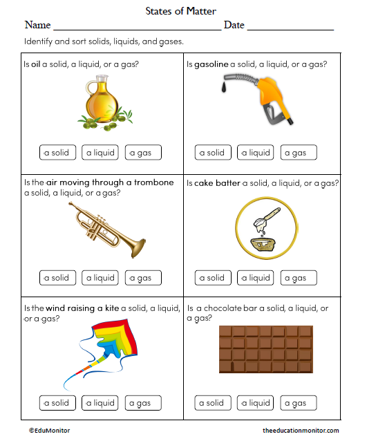 States of Matter Science Worksheet_EduMonitor States of Matter Science Worksheet