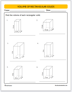 volume of rectangular solids worksheet