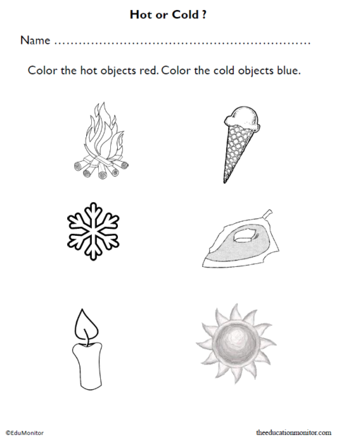 Hot or Cold Objects Pre-K Science Worksheet - EduMonitor | Science ...