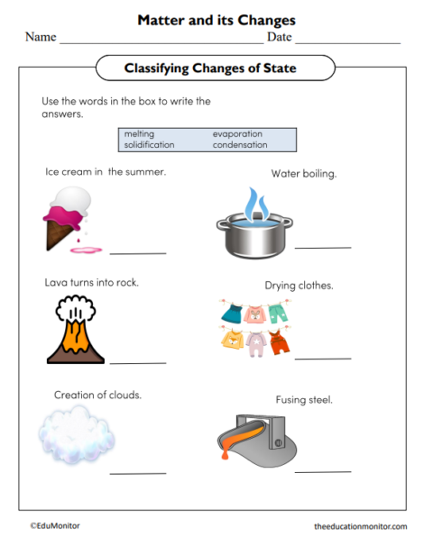 Matter and its Changes Science Worksheet for Grade 4 - EduMonitor ...