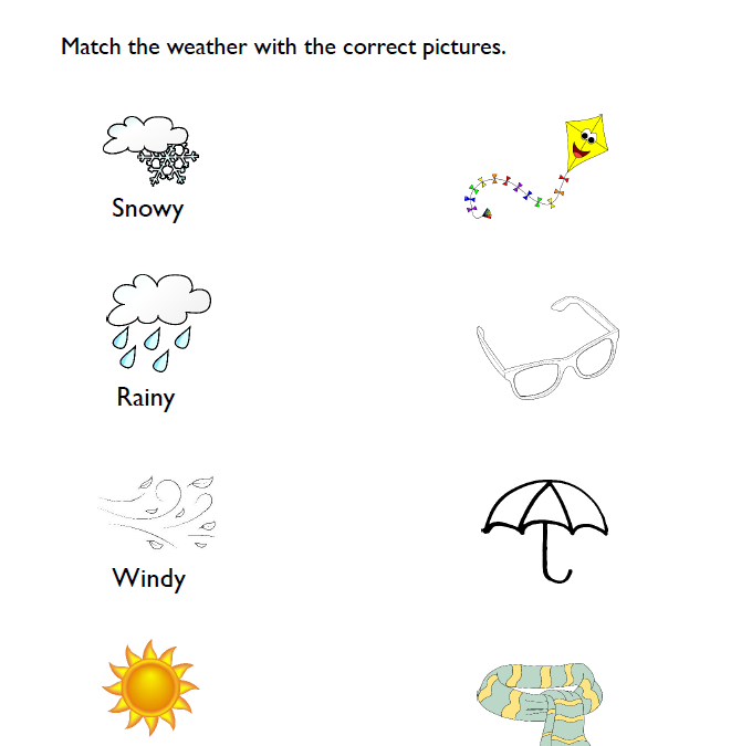 Weather Match Preschool Science Worksheets
