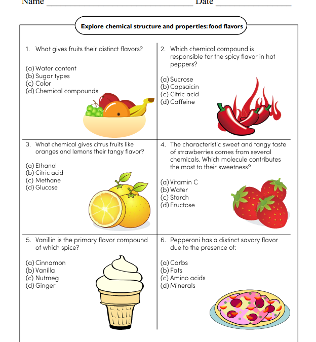 Chemical Structure and Properties Science Worksheet