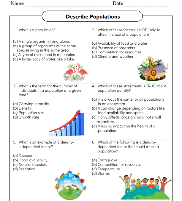 Ecosystems Science Worksheet