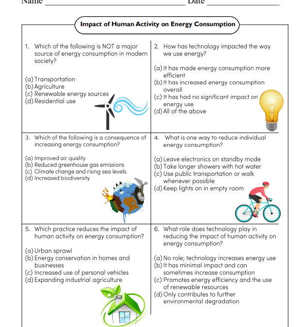 Impact of Human Activity on Energy Consumption Worksheet