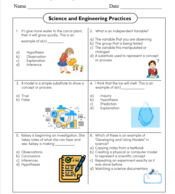 Science and Engineering Practices Worksheet
