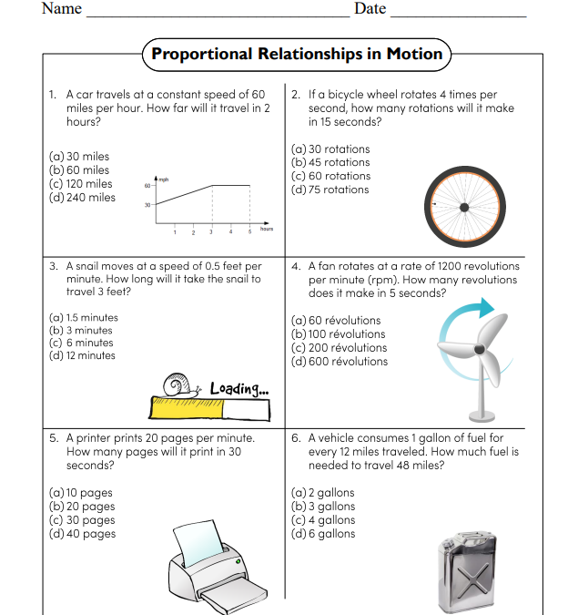 Proportional Relationships in Motion Worksheet