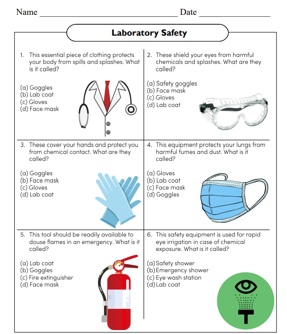 Laboratory Safety Science Worksheet