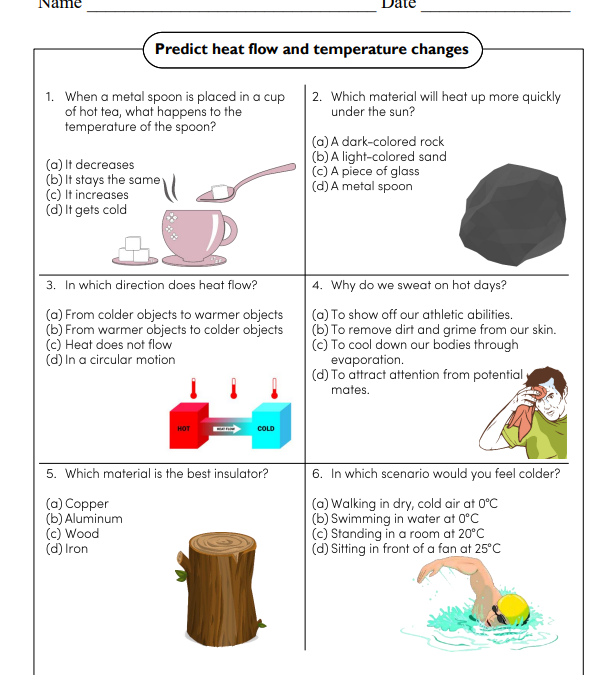 Thermal Energy Science Worksheet