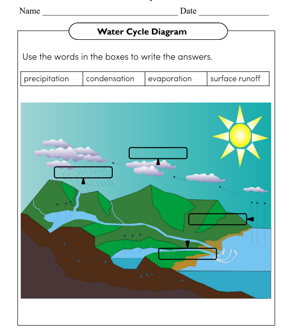 Water Cycle Diagram Science Worksheet
