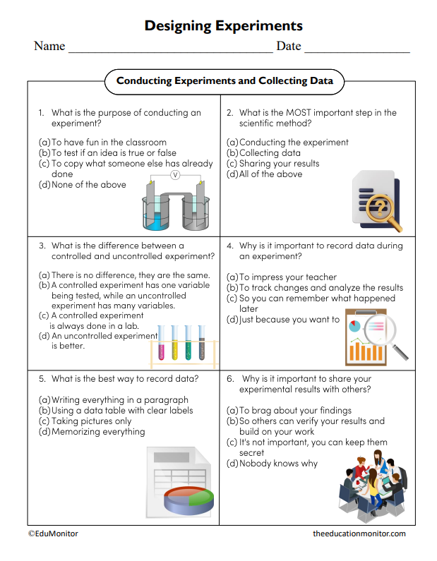 Designing Experiments Science Worksheet 5_EduMonitor Conducting Experiments and Collecting Data Worksheet