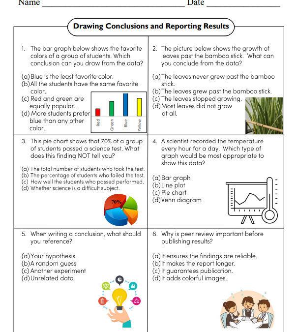 Drawing Conclusions and Reporting Results Science Worksheet