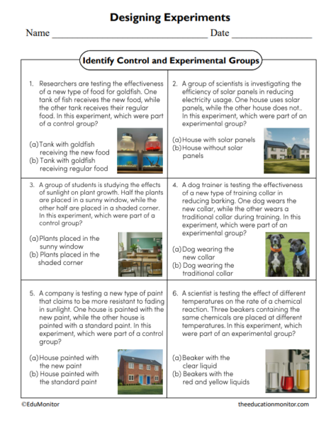 Identify Control and Experimental Groups Science Worksheet - EduMonitor ...
