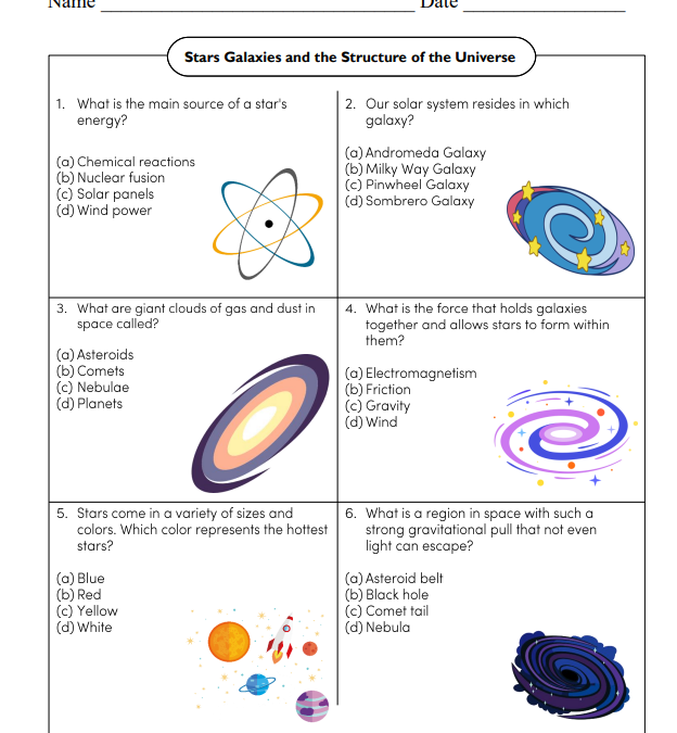 Stars Galaxies and the Structure of the Universe Science Worksheet