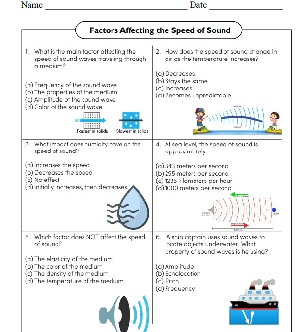 Factors Affecting the Speed of Sound Science Worksheet