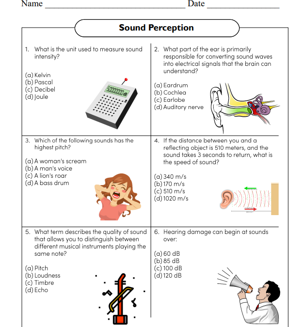Sound Perception Science Worksheet