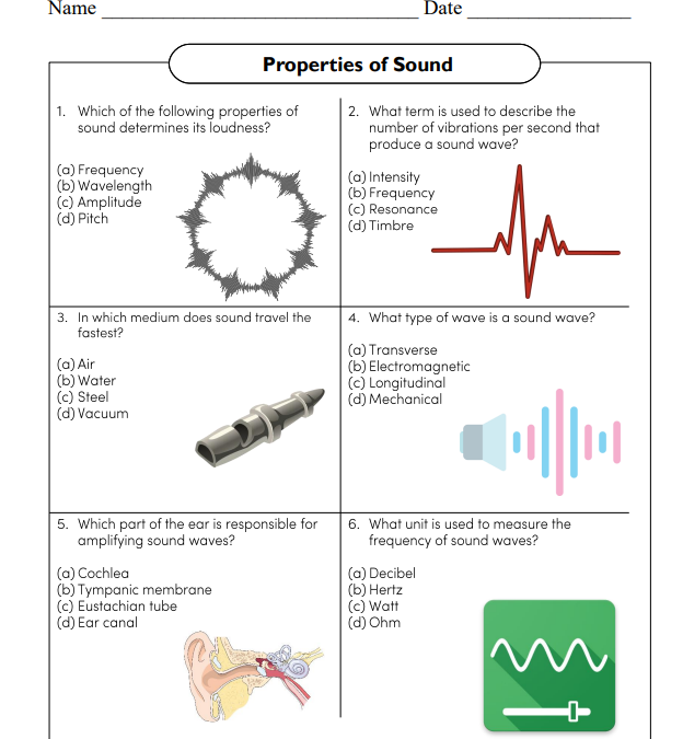 Properties of Sound Science Worksheet