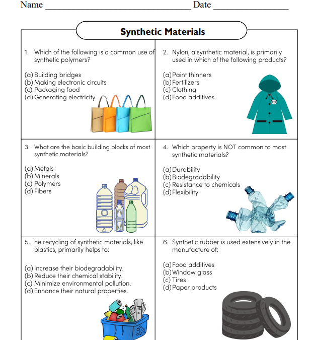 Synthetic Materials Science Worksheet