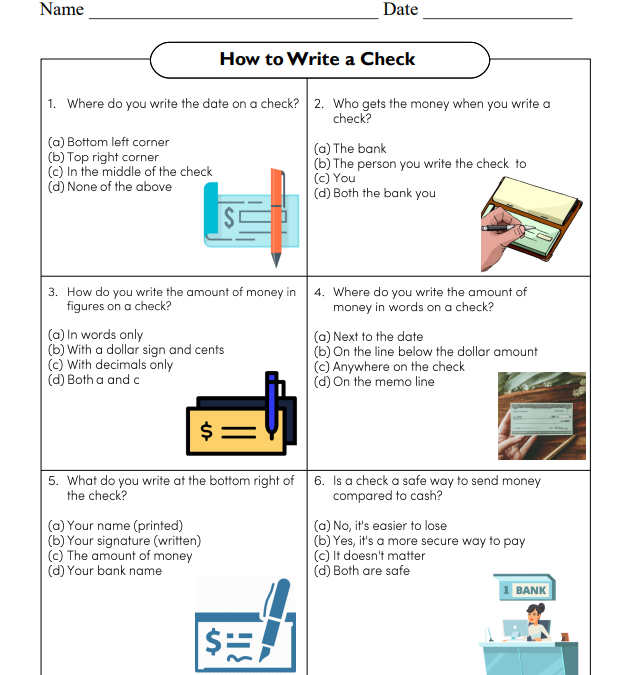 How to Write a Check Worksheet