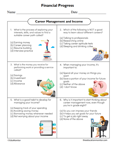 Job Income Math Worksheets Career Management and Income Worksheet - EduMonitor | Science, Math ...