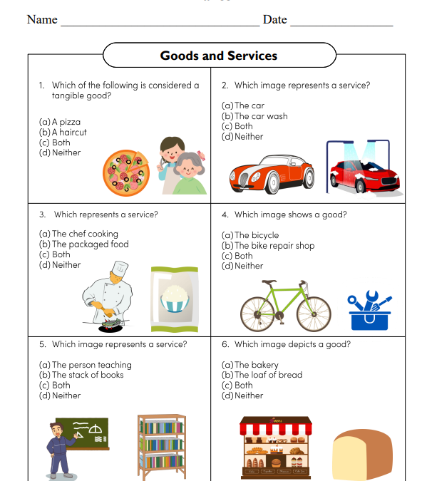 Goods and Services Financial Literacy Worksheet