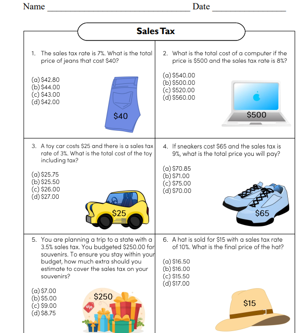 Sales Tax Worksheet