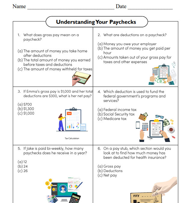 Understanding Paychecks Worksheet