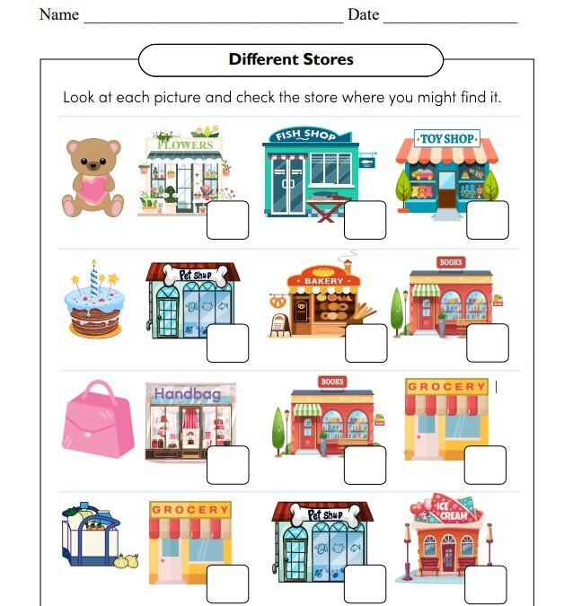 Let’s Go to the Store Financial Literacy Worksheet for Grade 1