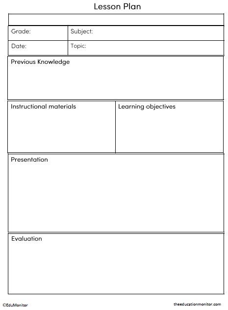 Lesson Plan Template_EduMonitor-1 Elementary Lesson Plan Editable Templates
