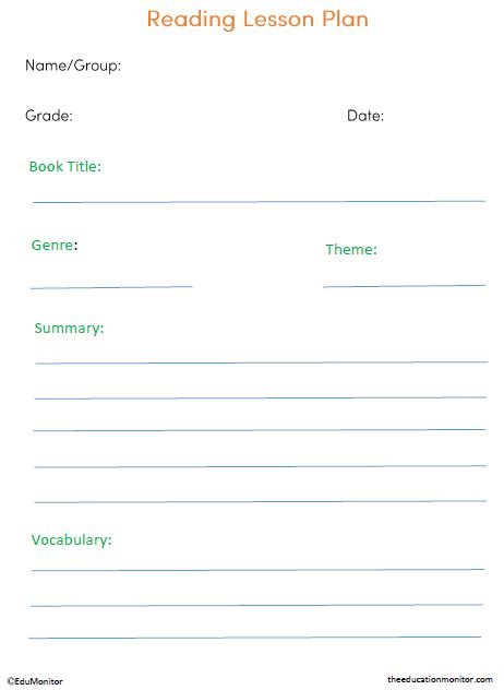 Lesson Plan Template_EduMonitor-6 Editable Reading Lesson Plan Template for Teachers