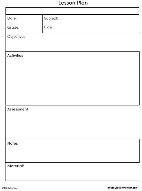 Lesson Plan Template_EduMonitor Editable Lesson Plan Template for Elementary Teachers