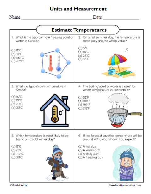 Estimate Temperatures Science Worksheet for Grade 8 - EduMonitor ...