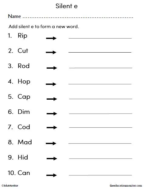 Silent “e” English Language Arts Worksheet