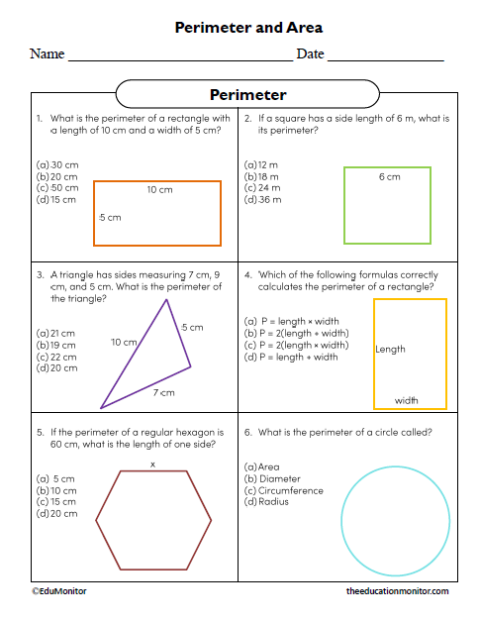Perimeter Eighth Grade Math Worksheet - EduMonitor | Science, Math ...