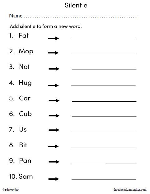 Long Vowels Silent e CVCe Worksheet