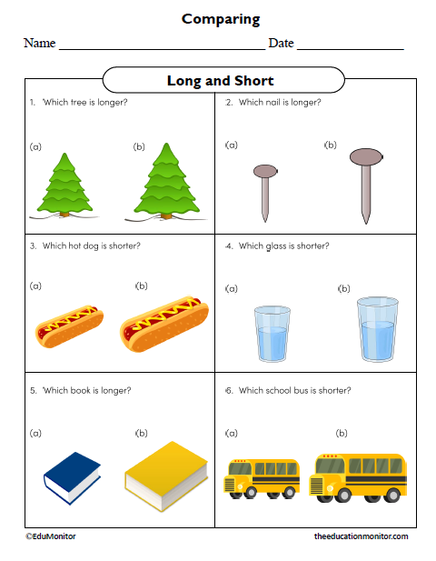 Comparing Kindergarten Science Worksheet Comparing Kindergarten Science Worksheet